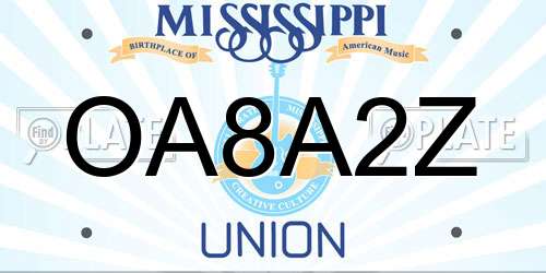 OA8A2Z Mississippi License Plate