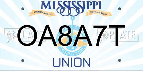 OA8A7T Mississippi License Plate