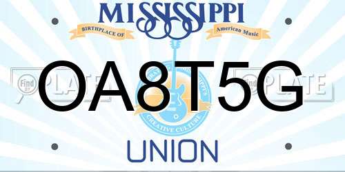 OA8T5G Mississippi License Plate