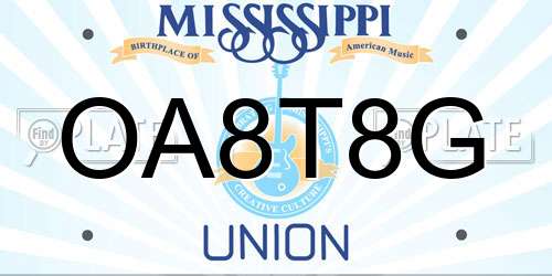 OA8T8G Mississippi License Plate