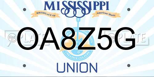OA8Z5G Mississippi License Plate