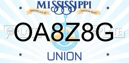 OA8Z8G Mississippi License Plate