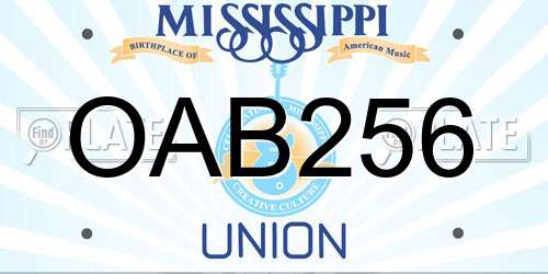 OAB256 Mississippi License Plate