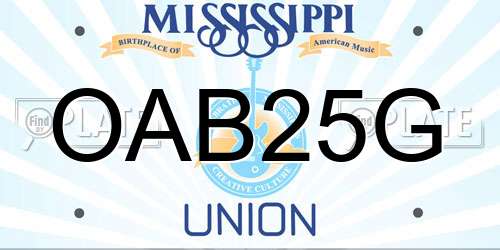 OAB25G Mississippi License Plate