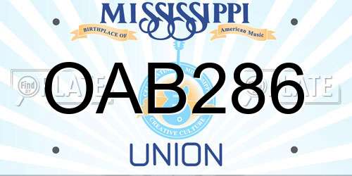 OAB286 Mississippi License Plate