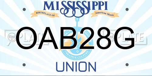 OAB28G Mississippi License Plate