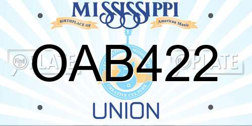 OAB422 Mississippi License Plate