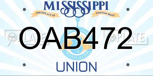 OAB472 Mississippi License Plate