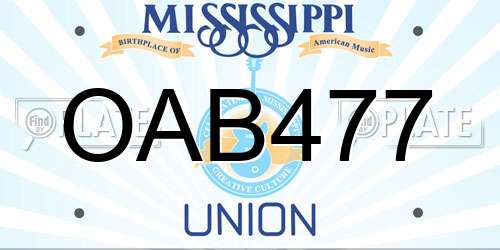 OAB477 Mississippi License Plate