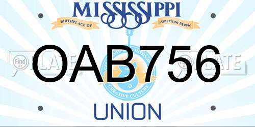 OAB756 Mississippi License Plate
