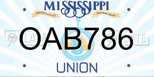 OAB786 Mississippi License Plate