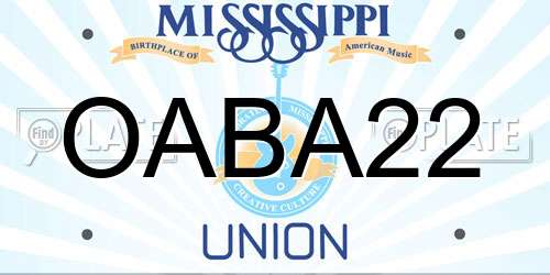 OABA22 Mississippi License Plate
