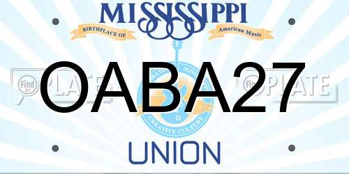 OABA27 Mississippi License Plate