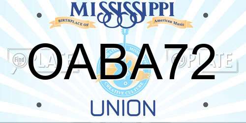 OABA72 Mississippi License Plate