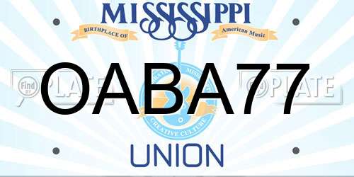 OABA77 Mississippi License Plate