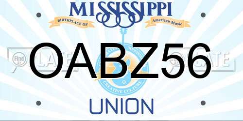 OABZ56 Mississippi License Plate
