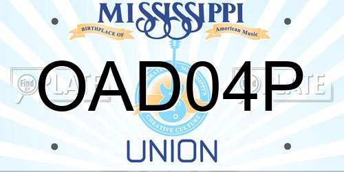 OAD04P Mississippi License Plate