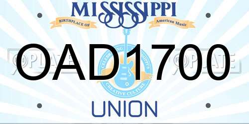 OAD1700 Mississippi License Plate
