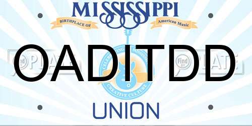 OADITDD Mississippi License Plate