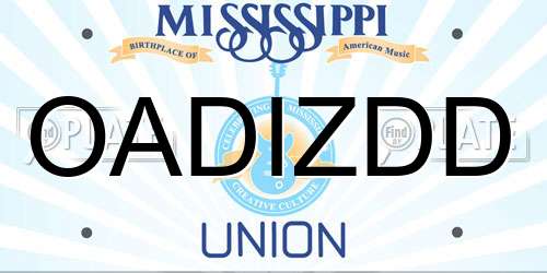 OADIZDD Mississippi License Plate