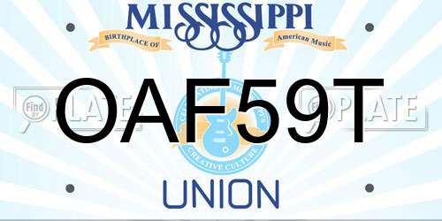 OAF59T Mississippi License Plate