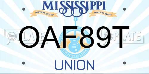 OAF89T Mississippi License Plate