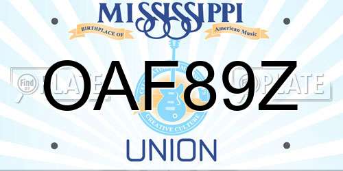 OAF89Z Mississippi License Plate