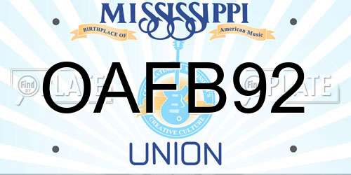 OAFB92 Mississippi License Plate