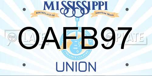 OAFB97 Mississippi License Plate
