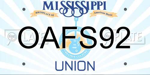 OAFS92 Mississippi License Plate