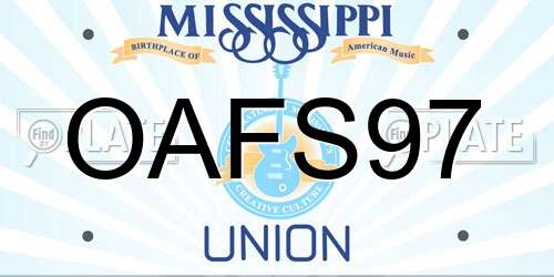 OAFS97 Mississippi License Plate