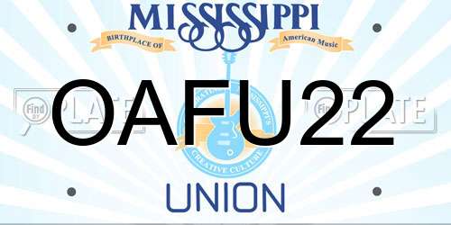 OAFU22 Mississippi License Plate
