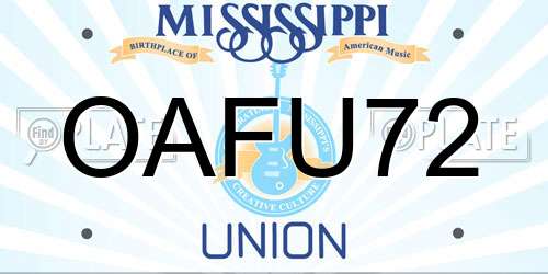 OAFU72 Mississippi License Plate