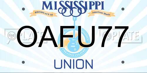 OAFU77 Mississippi License Plate