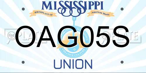 OAG05S Mississippi License Plate
