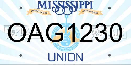 OAG1230 Mississippi License Plate