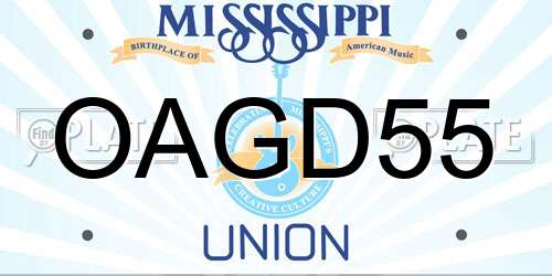 OAGD55 Mississippi License Plate