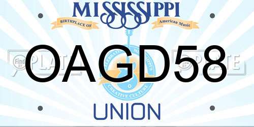 OAGD58 Mississippi License Plate
