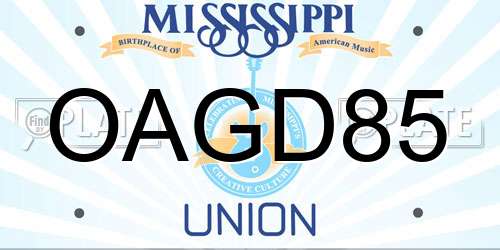 OAGD85 Mississippi License Plate