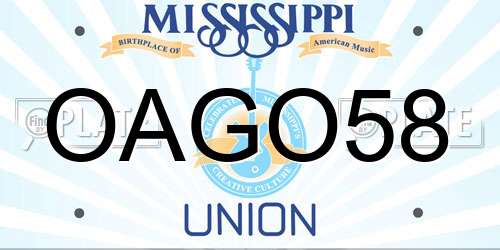 OAGO58 Mississippi License Plate
