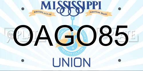 OAGO85 Mississippi License Plate