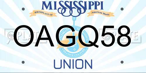 OAGQ58 Mississippi License Plate