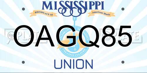 OAGQ85 Mississippi License Plate