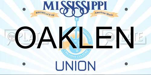 OAKLEN Mississippi License Plate