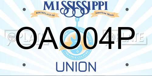 OAO04P Mississippi License Plate