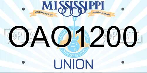 OAO1200 Mississippi License Plate