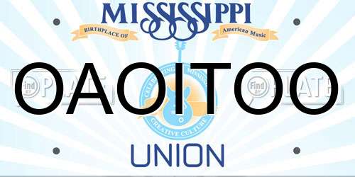 OAOITOO Mississippi License Plate