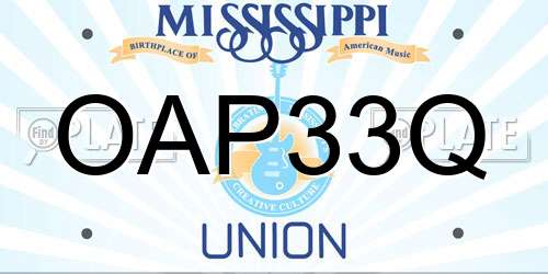 OAP33Q Mississippi License Plate