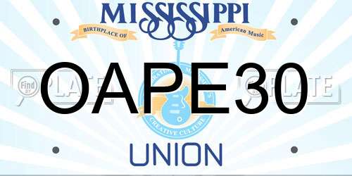 OAPE30 Mississippi License Plate
