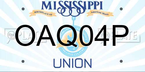 OAQ04P Mississippi License Plate